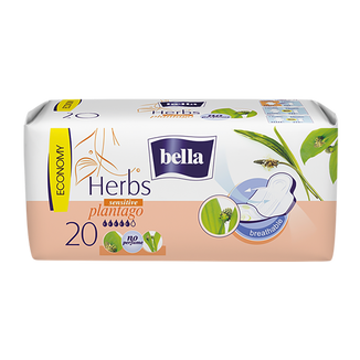 Bella Herbs, podpaski higieniczne ze skrzydełkami z babką lancetowatą, 20 sztuk - zdjęcie produktu