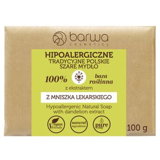 Barwa Hipoalergiczne, tradycyjne polskie szare mydło, mniszek lekarski, 100 g - zdjęcie produktu