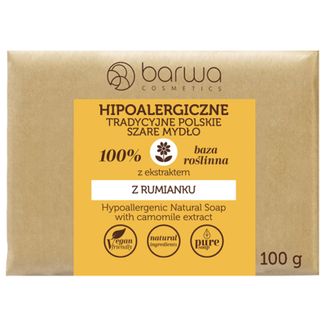 Barwa, Hipoalergiczne Tradycyjne Polskie, mydło szare, z ekstraktem z rumianku, 100 g - zdjęcie produktu