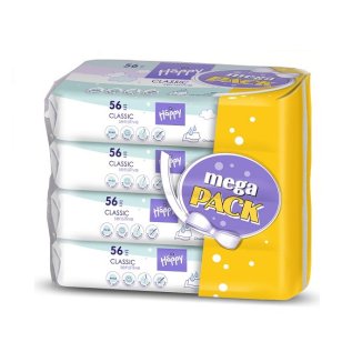 Bella Baby Happy, chusteczki nawilżane, aloes, Classic Sensitive, 4 x 56 sztuk USZKODZONE OPAKOWANIE - zdjęcie produktu