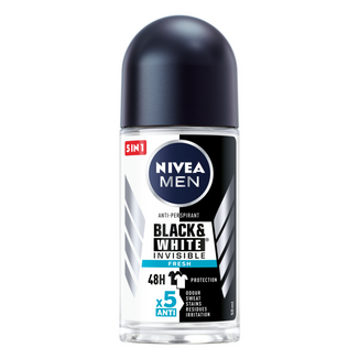 Nivea Men Black & White Invisible, antyperspirant roll-on dla mężczyzn, 48h, Fresh, 50 ml - zdjęcie produktu