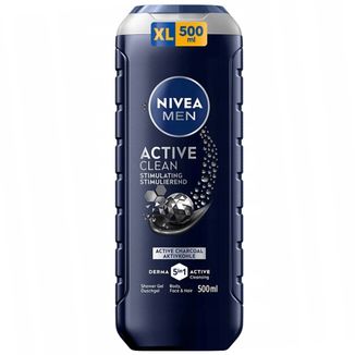 Nivea Men, żel pod prysznic 5w1 do twarzy, ciała i włosów, Active Clean, 500 ml - zdjęcie produktu
