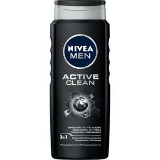 Nivea Men, żel pod prysznic 3w1 do twarzy, ciała i włosów, Active Clean, 500 ml - zdjęcie produktu