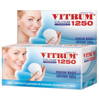 Vitrum Calcium 1250 + Vitamina D3, 120 tabletek - zdjęcie produktu