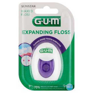 Sunstar Gum Expending Floss, nić dentystyczna, woskowana, pęczniejąca, 30 m - zdjęcie produktu