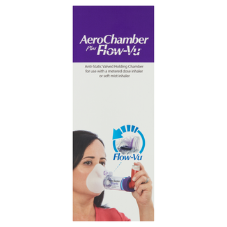 AeroChamber Plus Flow-Vu, komora inhalacyjna z maską dla dorosłych i dzieci od 5 lat, Small, 1 sztuka USZKODZONE OPAKOWANIE - zdjęcie produktu