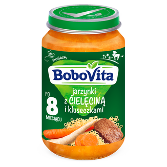BoboVita Obiadek, jarzynki z cielęciną i kluseczkami, po 8 miesiącu, 190 g - zdjęcie produktu
