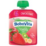 BoboVita Mus w tubce, banan i jabłko z truskawką i kiwi, po 6 miesiącu, 80 g - miniaturka zdjęcia produktu