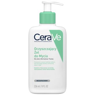 CeraVe, oczyszczający żel do mycia z ceramidami, skóra normalna i tłusta, 236 ml - zdjęcie produktu