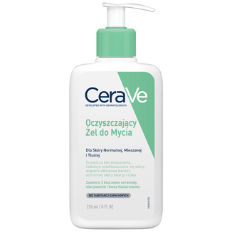 CeraVe, oczyszczający żel do mycia z ceramidami, skóra normalna i tłusta, 236 ml - zdjęcie produktu