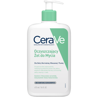 CeraVe, oczyszczający żel do mycia z ceramidami, skóra normalna i tłusta, 473 ml CeraVe, oczyszczający żel do mycia z ceramidami, skóra normalna i tłusta, 473 ml - zdjęcie produktu