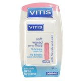 Vitis, delikatna nić dentystyczna z miętą i fluorem, różowa, woskowana, 50 m - miniaturka zdjęcia produktu