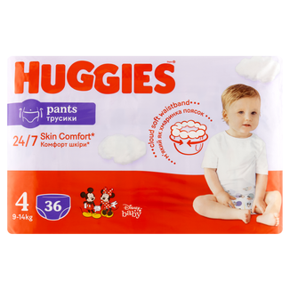 Pieluchomajtki HUGGIES, Jumbo, rozmiar 4, 9-14 kg, 36 sztuk - zdjęcie produktu