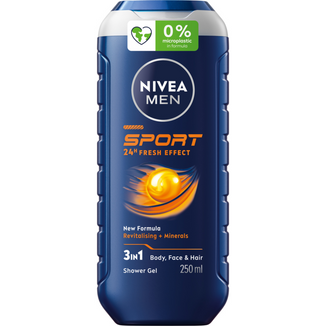Nivea Men, żel pod prysznic 3w1 do twarzy, ciała i włosów, Sport, 250 ml - zdjęcie produktu