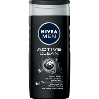 Nivea Men, żel pod prysznic 3w1 do twarzy, ciała i włosów, Active Clean, 250 ml - zdjęcie produktu