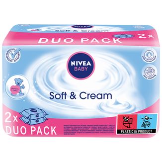 Nivea Baby Soft&Cream, chusteczki nawilżane, 2 x 63 sztuki - zdjęcie produktu