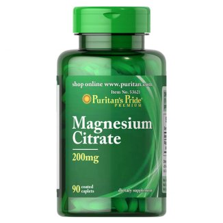 Puritans Pride, Cytrynian magnezu 200 mg, 90 tabletek - zdjęcie produktu