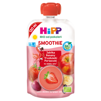 HiPP BIO od pokoleń, smoothie jabłka-banany-truskawki-porzeczki, po 1 roku, 120 ml - zdjęcie produktu