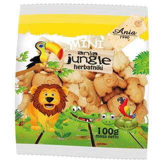 Ania Jungle Herbatniki Mini, bez dodatku cukru, 100 g - zdjęcie produktu