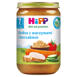 HiPP BIO od pokoleń, kuskus z warzywami i kurczakiem, po 7 miesiącu, 220 g - zdjęcie produktu