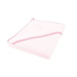 Bocioland, okrycie kąpielowe, 100 x 100 cm, bawełna 100%, ręcznik z kapturkiem, kolor różowy, 1 sztuka USZKODZONE OPAKOWANIE - miniaturka zdjęcia produktu