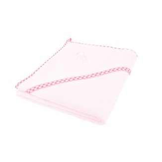 Bocioland, okrycie kąpielowe, 100 x 100 cm, bawełna 100%, ręcznik z kapturkiem, kolor różowy, 1 sztuka - zdjęcie produktu