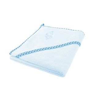Bocioland, okrycie kąpielowe, 100 x 100 cm, bawełna 100%, ręcznik z kapturkiem, kolor niebieski, 1 sztuka - zdjęcie produktu