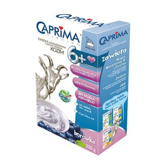 Caprima Premium Kaszka wielozbożowa z pełnym mlekiem kozim, borówka, po 6 miesiącu, 225 g - zdjęcie produktu