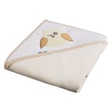 Akuku, okrycie kąpielowe z kapturem, 100 x 100 cm, 100% bawełny, ecru sowa, 1 sztuka - miniaturka zdjęcia produktu