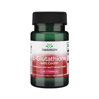 Swanson L-Glutathione with CoQ10, L-glutation 200 mg + koenzym Q10 100 mg, 30 kapsułek wegetariańskich KRÓTKA DATA - zdjęcie produktu