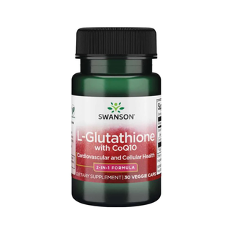 Swanson L-Glutathione with CoQ10, L-glutation 200 mg + koenzym Q10 100 mg, 30 kapsułek wegetariańskich - zdjęcie produktu