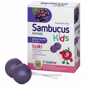 Sambucus Kids Lizaki, smak malinowy, 5 sztuk KRÓTKA DATA - zdjęcie produktu