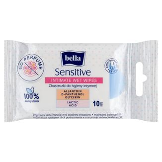 Bella Sensitive, chusteczki nawilżane do higiny intymnej, 10 sztuk - zdjęcie produktu