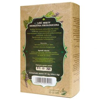 Dary Natury Liść mięty, herbatka ekologiczna, 1,5 g x 25 saszetek - 2 Dary Natury Liść mięty, herbatka ekologiczna, 1,5 g x 25 saszetek - 2 - zdjęcie produktu