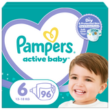 Pampers Active Baby, pieluchy, rozmiar 6, 13-18 kg, 96 sztuk - miniaturka zdjęcia produktu