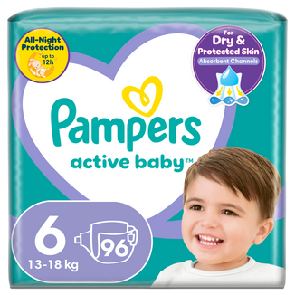 Pampers Active Baby, pieluchy, rozmiar 6, 13-18 kg, 96 sztuk - zdjęcie produktu