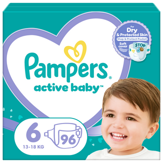 Pampers Active Baby, pieluchy, rozmiar 6, 13-18 kg, 96 sztuk - zdjęcie produktu