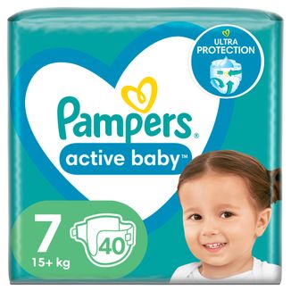 Pampers Active Baby, pieluchy, rozmiar 7, 15+ kg, 40 sztuk - zdjęcie produktu
