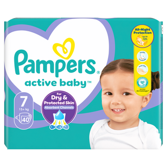 Pampers Active Baby, pieluchy, rozmiar 7, 15+ kg, 40 sztuk - zdjęcie produktu