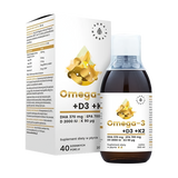 Aura Herbals Omega-3 + D3 + K2, 200 ml USZKODZONE OPAKOWANIE - miniaturka zdjęcia produktu