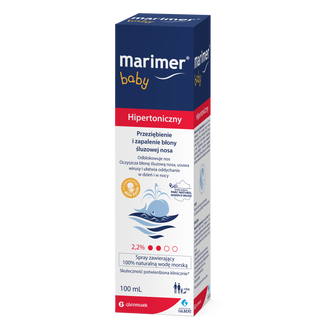 Marimer Baby, woda morska hipertoniczna, spray do nosa, od urodzenia, 100 ml USZKODZONE OPAKOWANIE - zdjęcie produktu