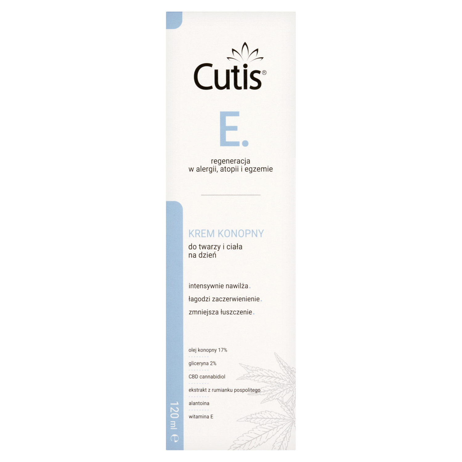 Cutis Cutis E-Egzema, krem konopny 17% + CBD, do skóry alergicznej i atopowej, 120 ml