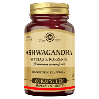 Solgar Ashwagandha, wyciąg z korzenia, 60 kapsułek Solgar Ashwagandha, wyciąg z korzenia, 60 kapsułek - zdjęcie produktu
