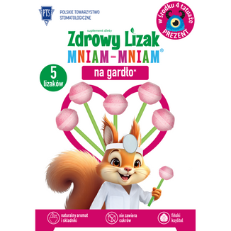 Zdrowy Lizak Mniam-mniam, smak malinowy, 4 + 1 sztuka - zdjęcie produktu