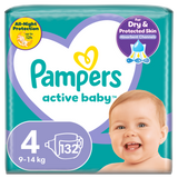 Pampers Active Baby, pieluchy, rozmiar 4, 9-14 kg, 132 sztuki - miniaturka zdjęcia produktu
