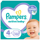 Pampers Active Baby, pieluchy, rozmiar 4, 9-14 kg, 132 sztuki - miniaturka zdjęcia produktu