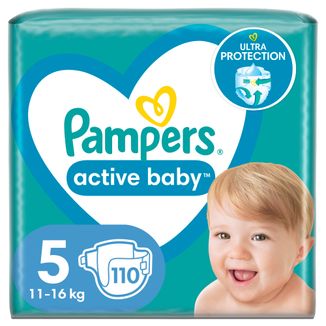 Pampers Active Baby, pieluchy, rozmiar 5, 11-16 kg, 110 sztuk - zdjęcie produktu