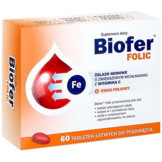Biofer Folic, 60 tabletek USZKODZONE OPAKOWANIE - zdjęcie produktu