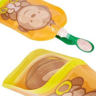 Fill'n Sqeeze, wielorazowe saszetki z podwójnym zippem, Wesoła małpka, 6 sztuk - 4 Fill'n Sqeeze, wielorazowe saszetki z podwójnym zippem, Wesoła małpka, 6 sztuk - 4 - zdjęcie produktu