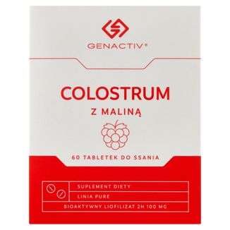 Genactiv Colostrum z Maliną, 60 tabletek do ssania USZKODZONE OPAKOWANIE - zdjęcie produktu
